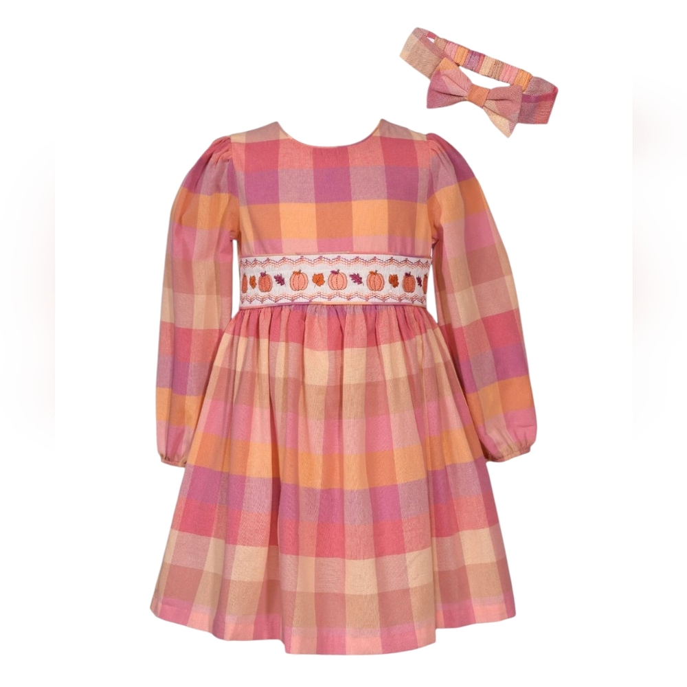 Iris & Ivy Autumn Smocked Dress with Headband... Size 24M